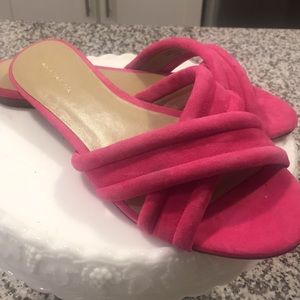 Ann Taylor Hot Pink Suede Slides 7.5